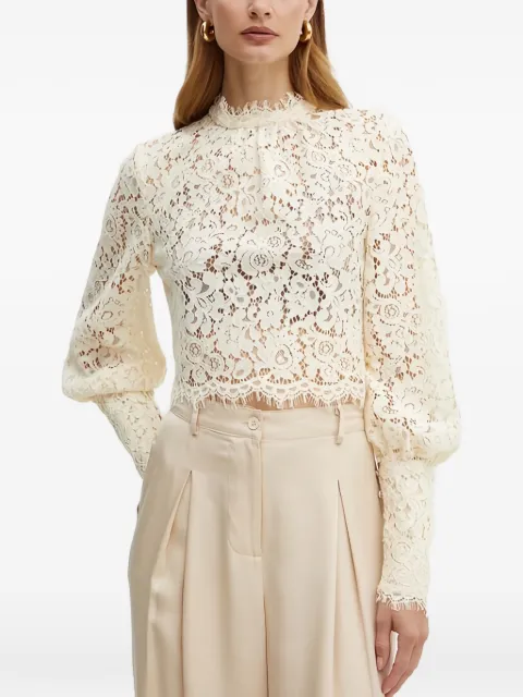 Bardot blusa con encaje floral