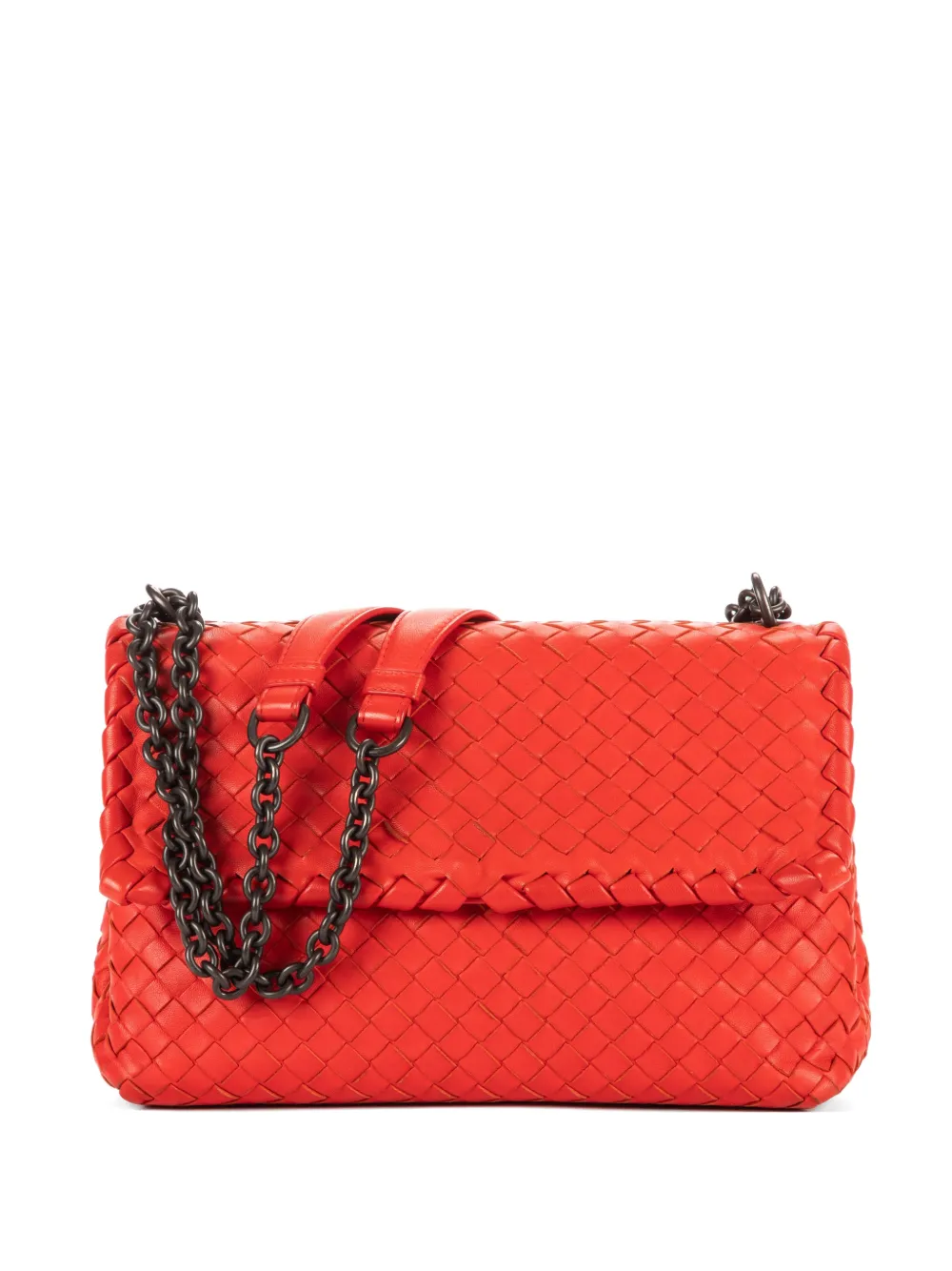 Bottega Veneta Pre-Owned Intrecciato chain shouder bag - Rosso
