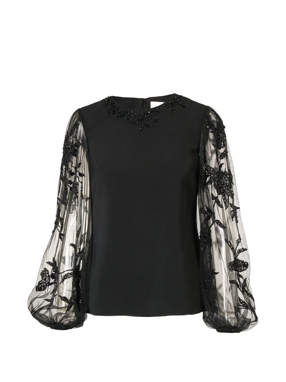 Carolina Herrera embroidered puff-sleeve top - Nero