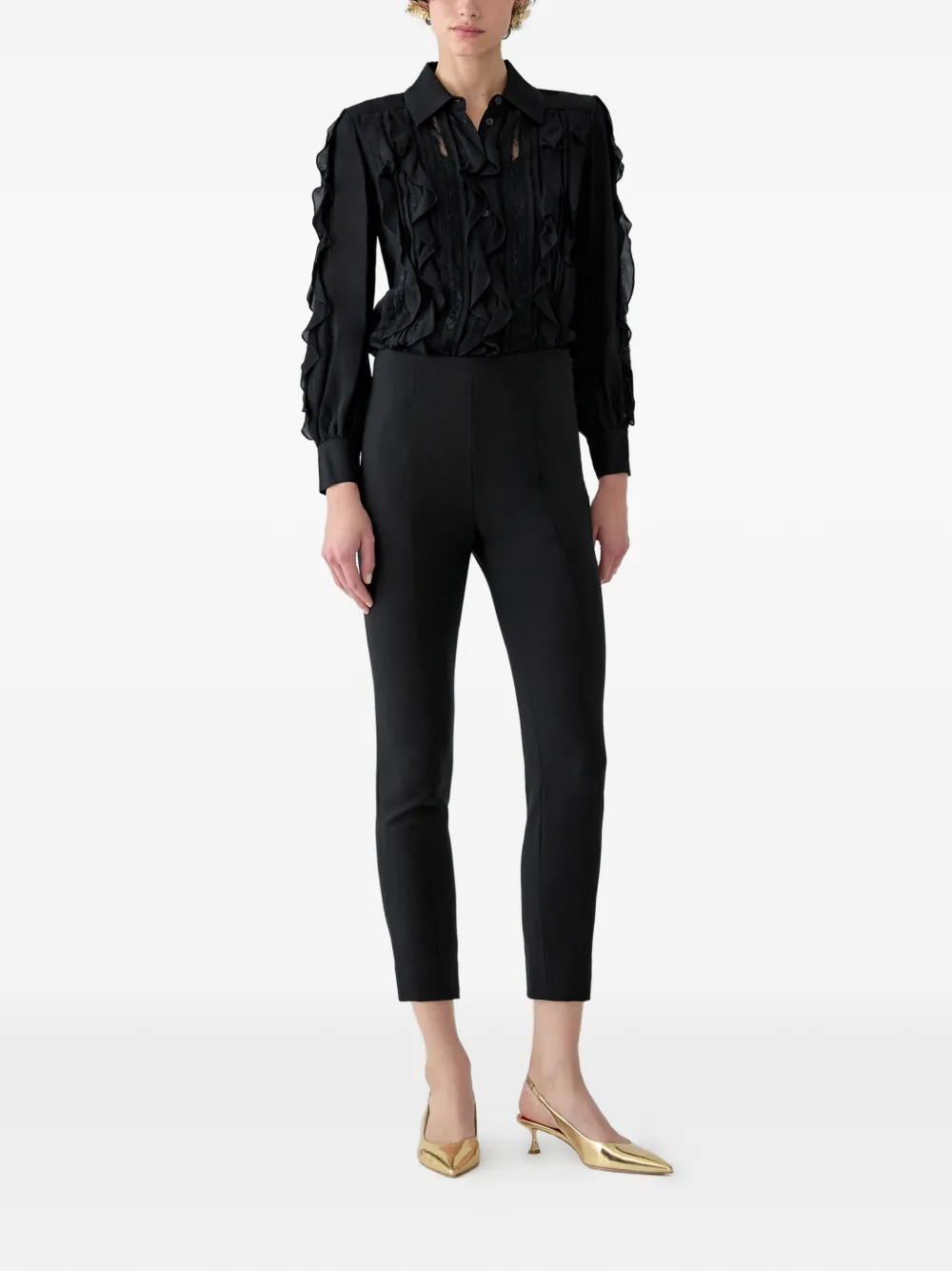 Carolina Herrera Georgette blouse met ruches Zwart