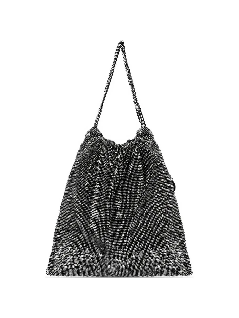 Twenty Four Haitch Strass Mesh Drawstring Shoulder Bag In Silver