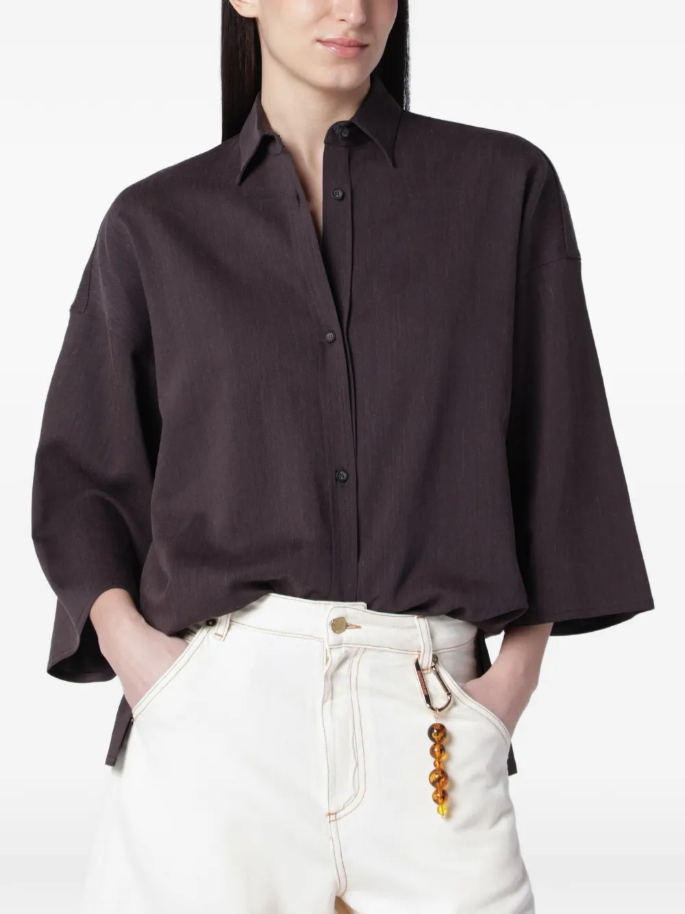DARKPARK Dora delave wide-sleeved shirt - Marrone
