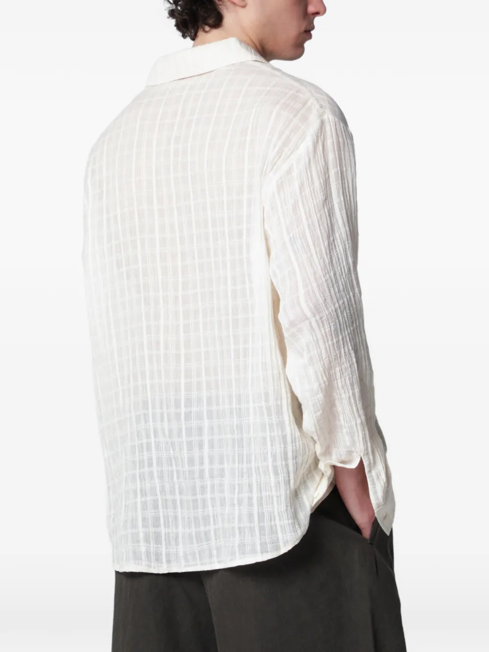  Séfr Check-textured Shirt - Neutrals 