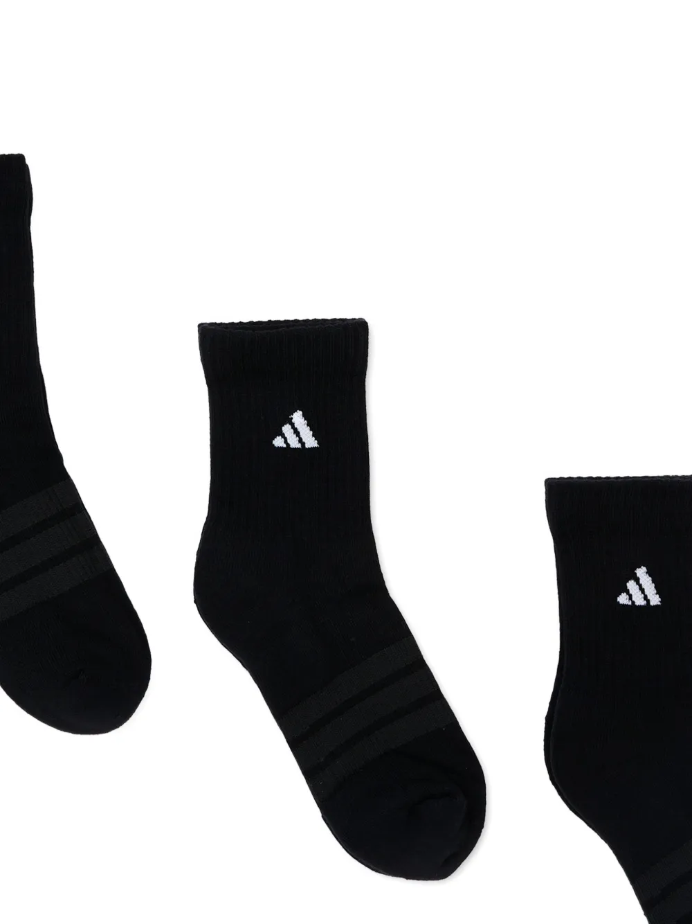 adidas Kids Drie paar gestreepte sokken met logo Zwart