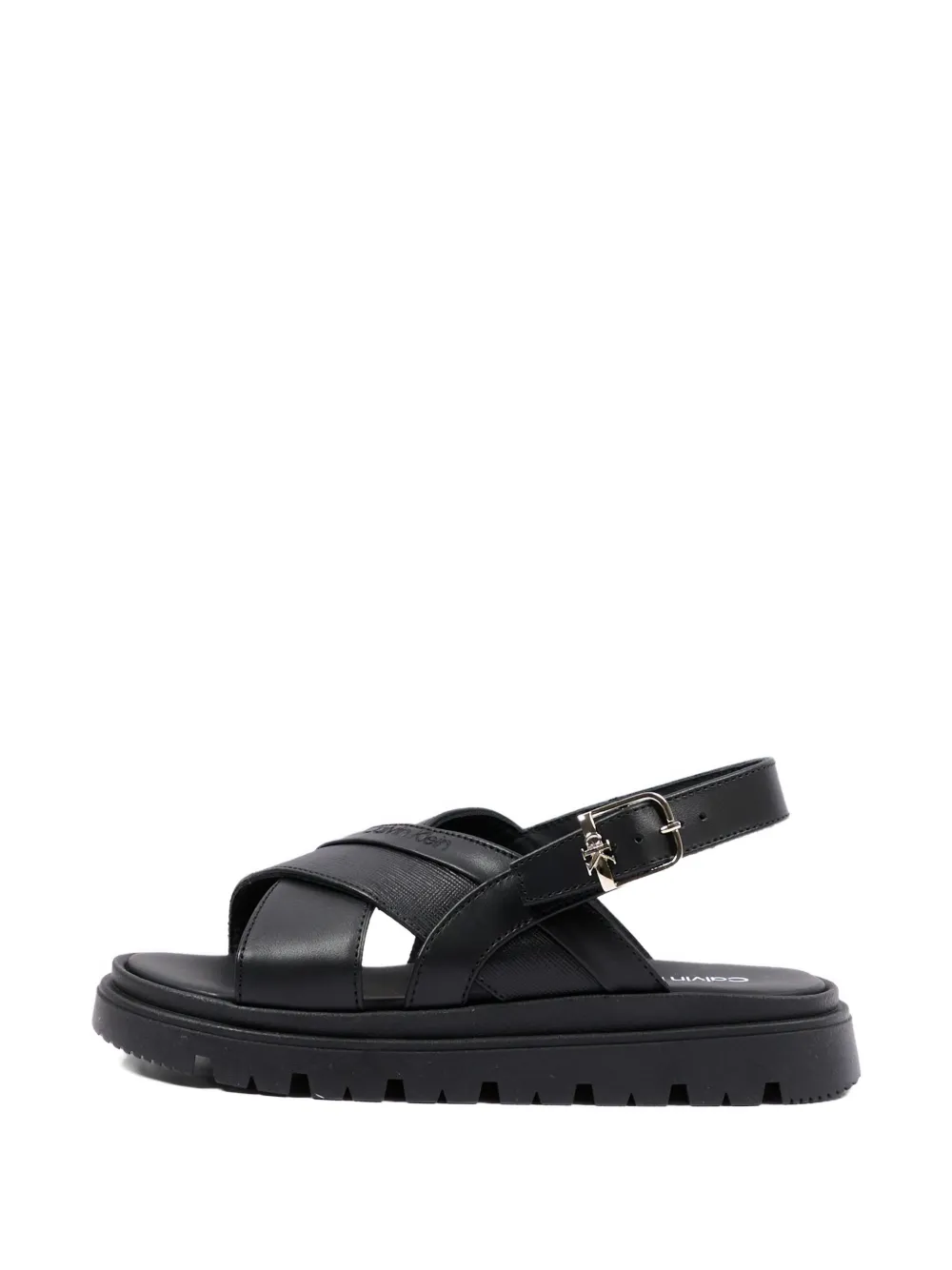 Calvin Klein Kids Sandalen met gekruiste bandjes en gesp Zwart