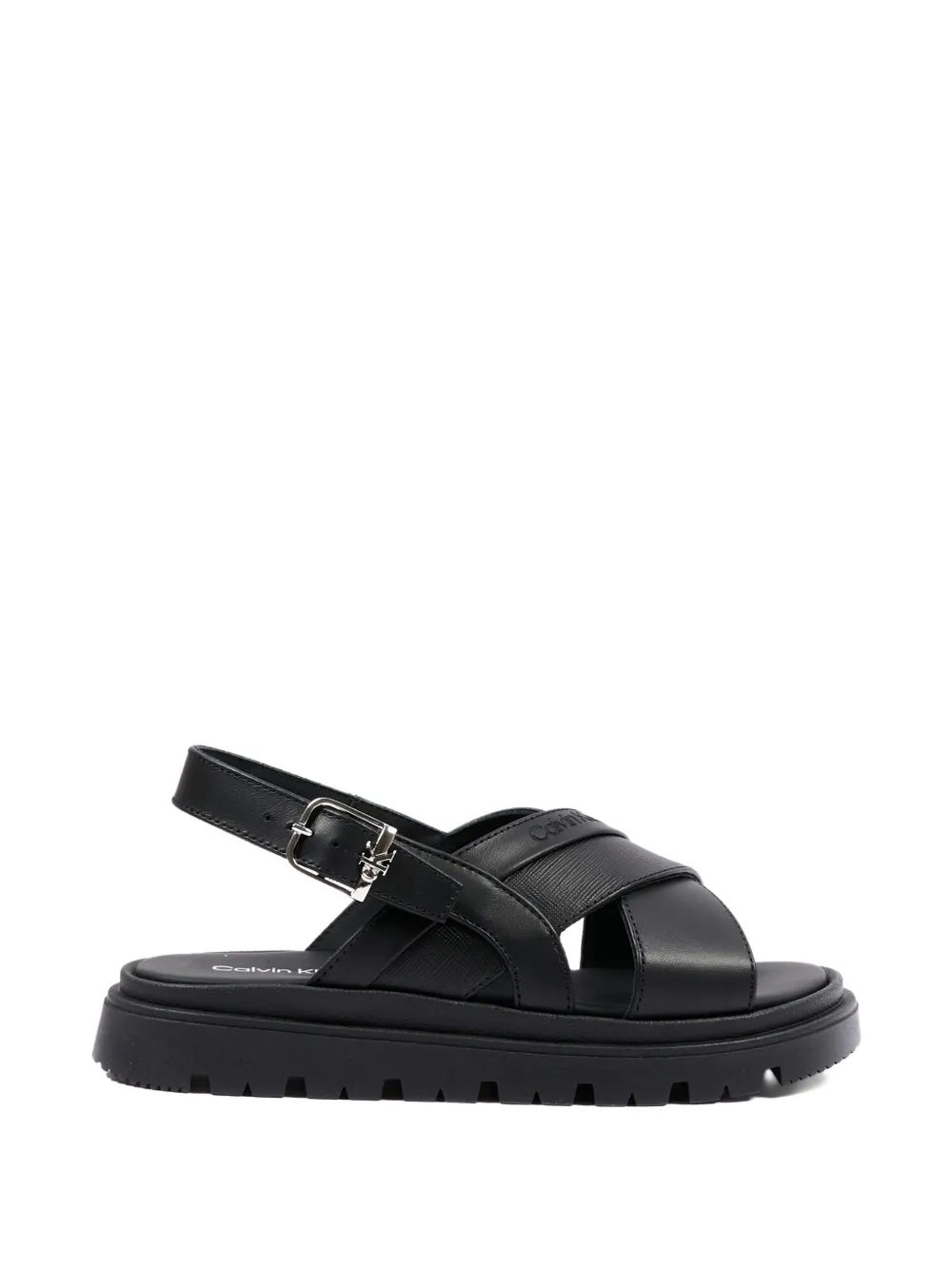 Calvin Klein Kids Sandalen met gekruiste bandjes en gesp Zwart