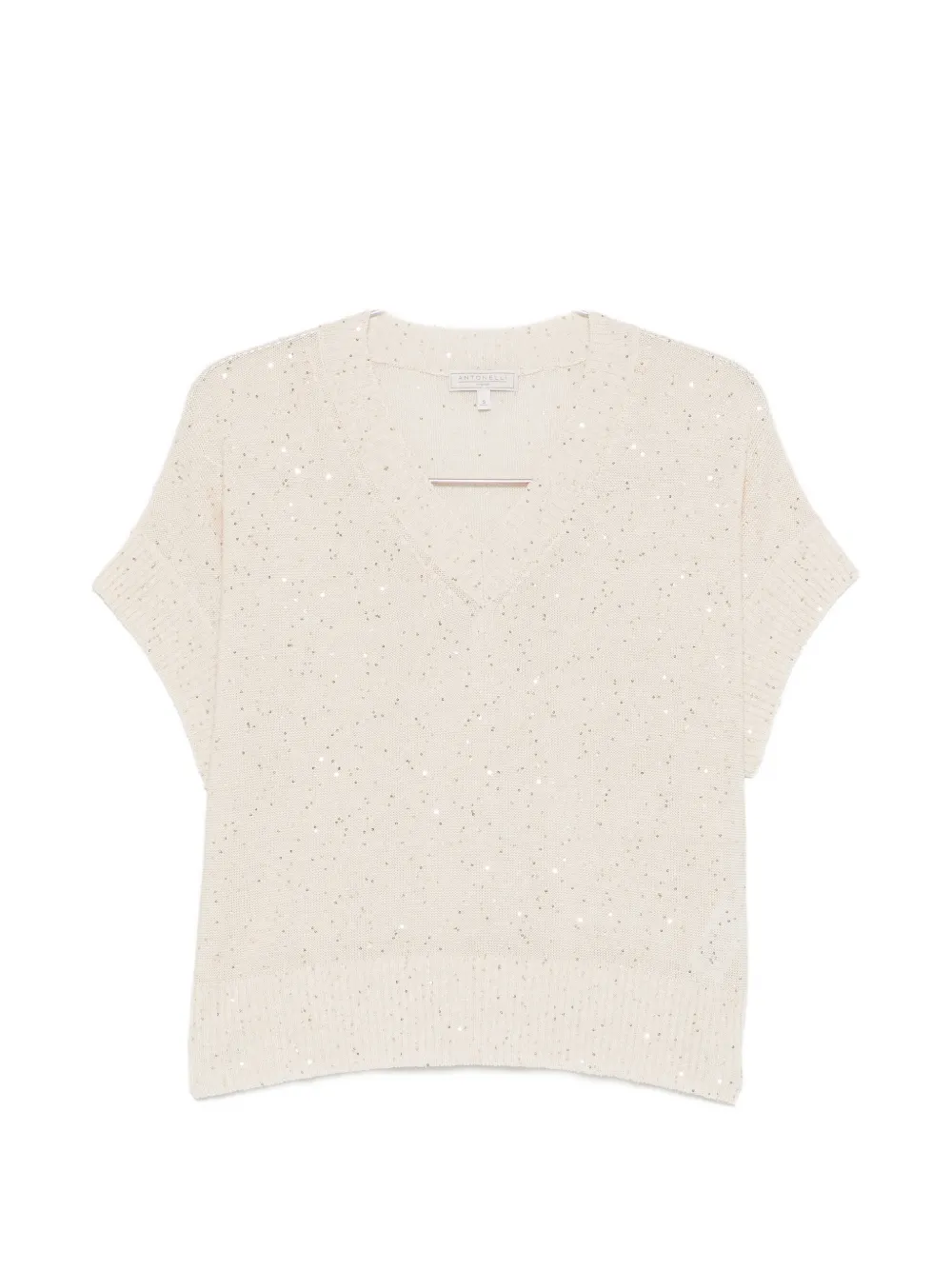 Antonelli Sequin-embellishment V-neck Top In Neutral