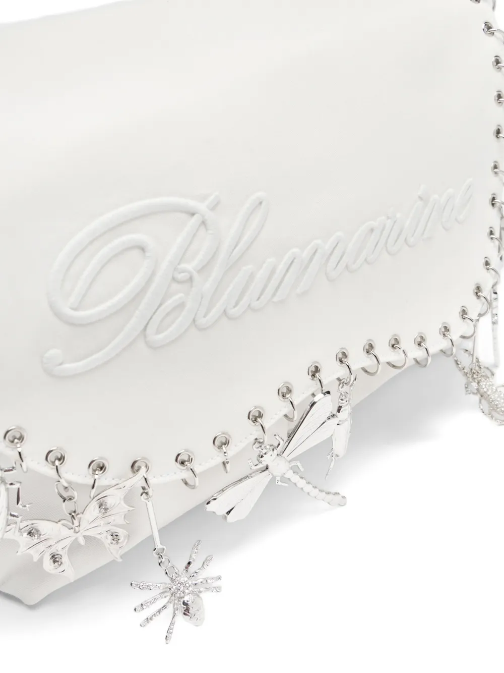 Blumarine Schoudertas met geborduurd insect Wit