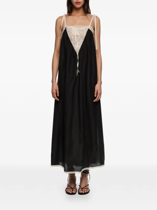 bimba y lola black dress Washed black A-line dress with buttons and lace