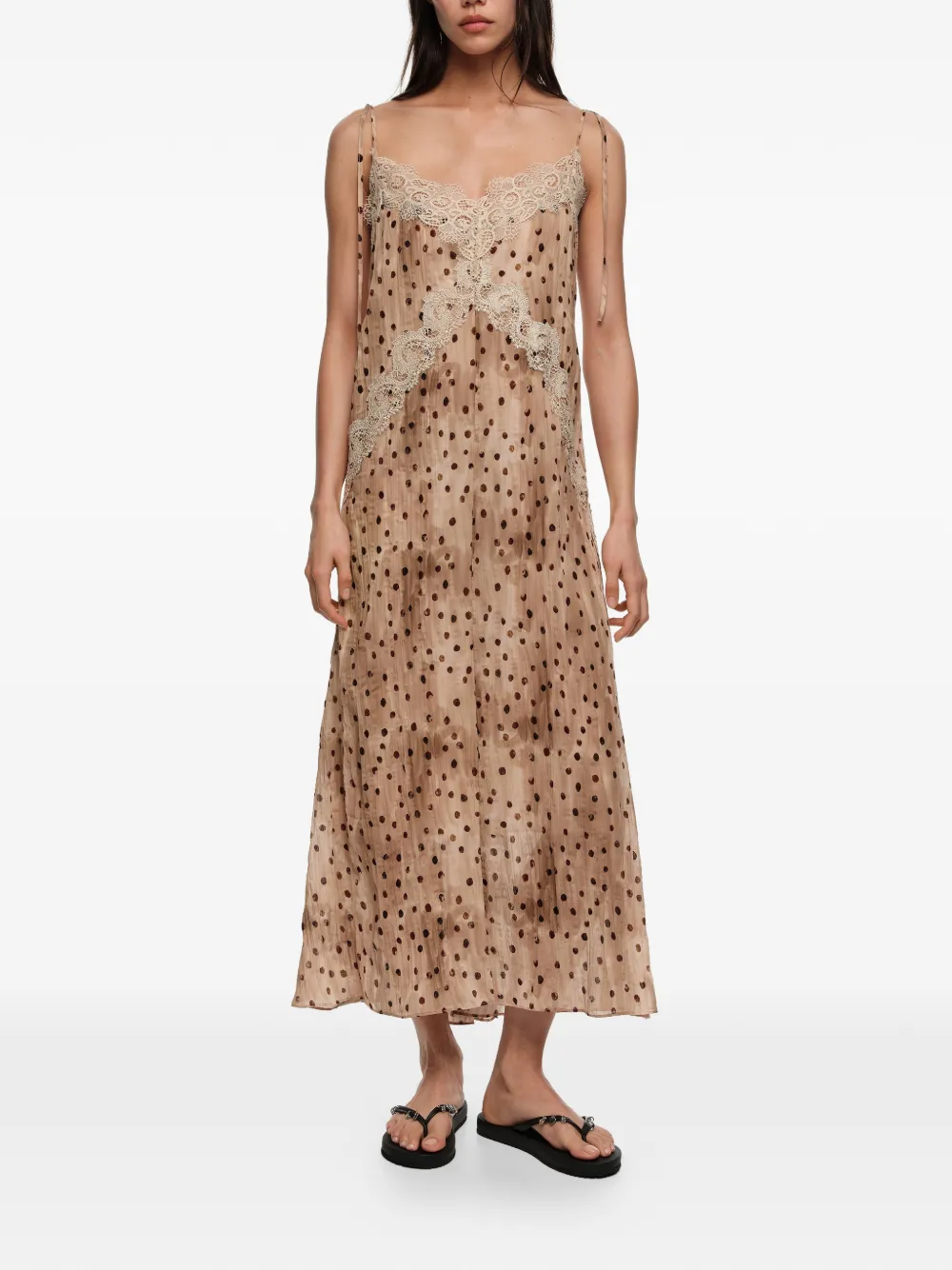  Bimba Y Lola Polka-dot Midi Dress - Neutrals 