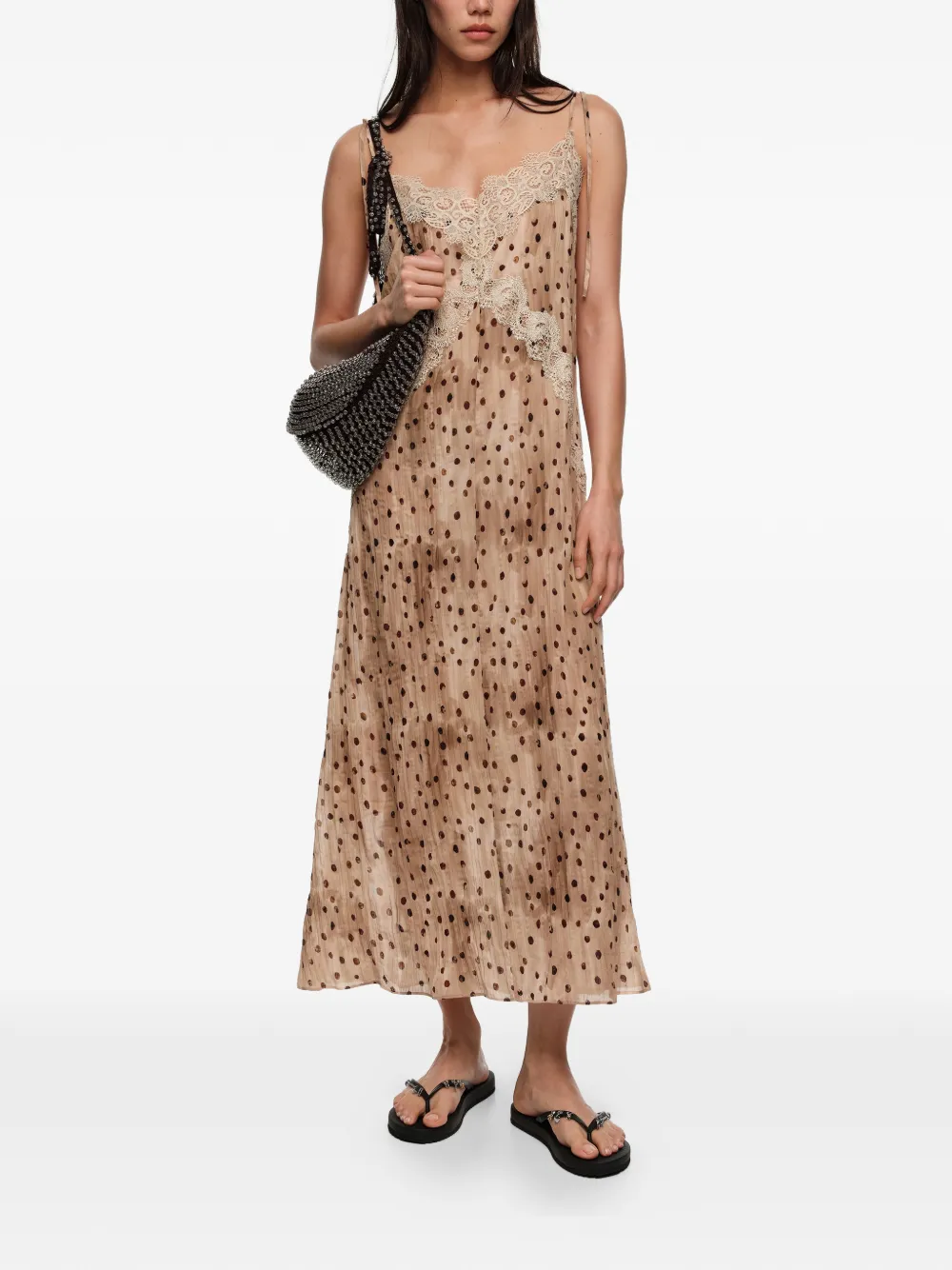  Bimba Y Lola Polka-dot Midi Dress - Neutrals 