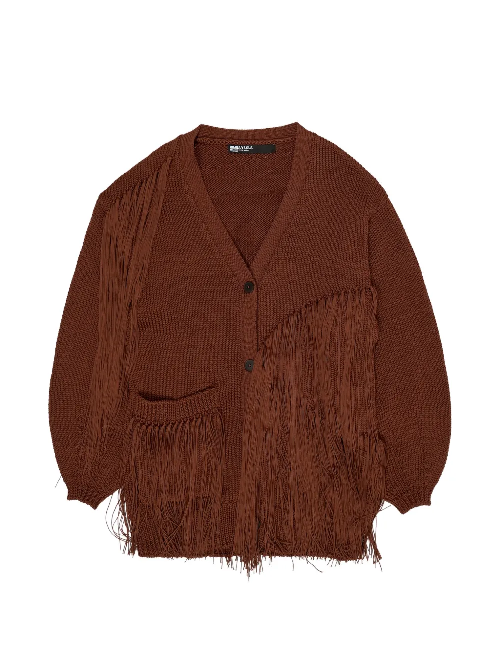 Bimba y Lola fringed V-neck cardigan - Brown