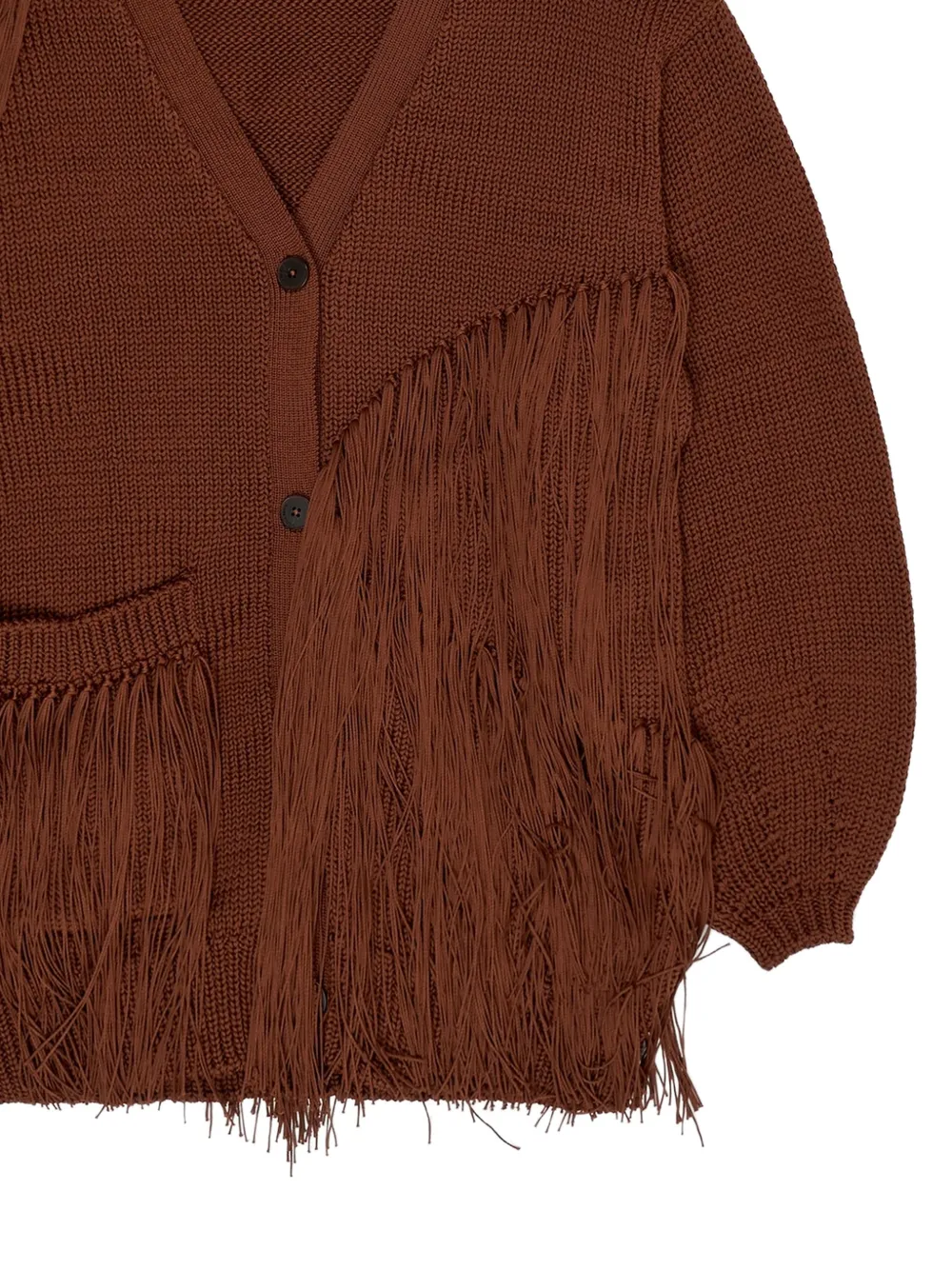  Bimba Y Lola Fringed V-neck Cardigan - Brown 
