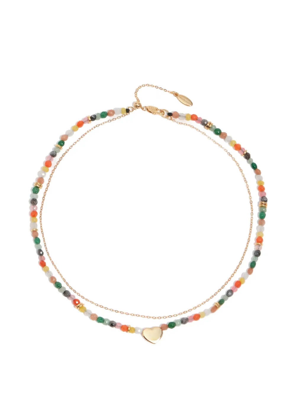 Bimba y Lola - Colar com pingente de coração e contas - mulher - pedra artificial/Cobre/algodão/Esmalte - Tamanho único - Dourado