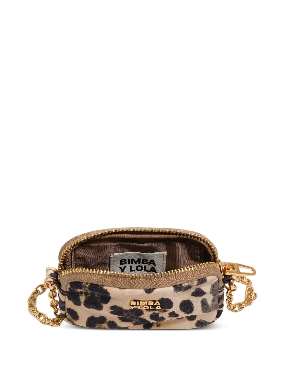  Bimba Y Lola Leopard-print Chain-strap Coin Purse - Neutrals 