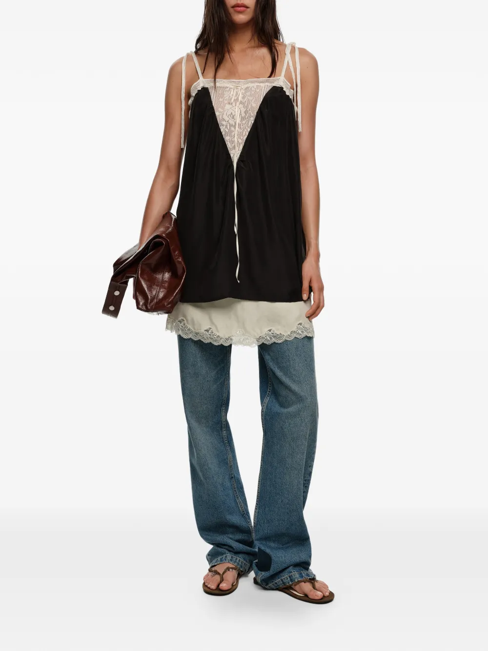  Bimba Y Lola Lace-trim Top - Black 