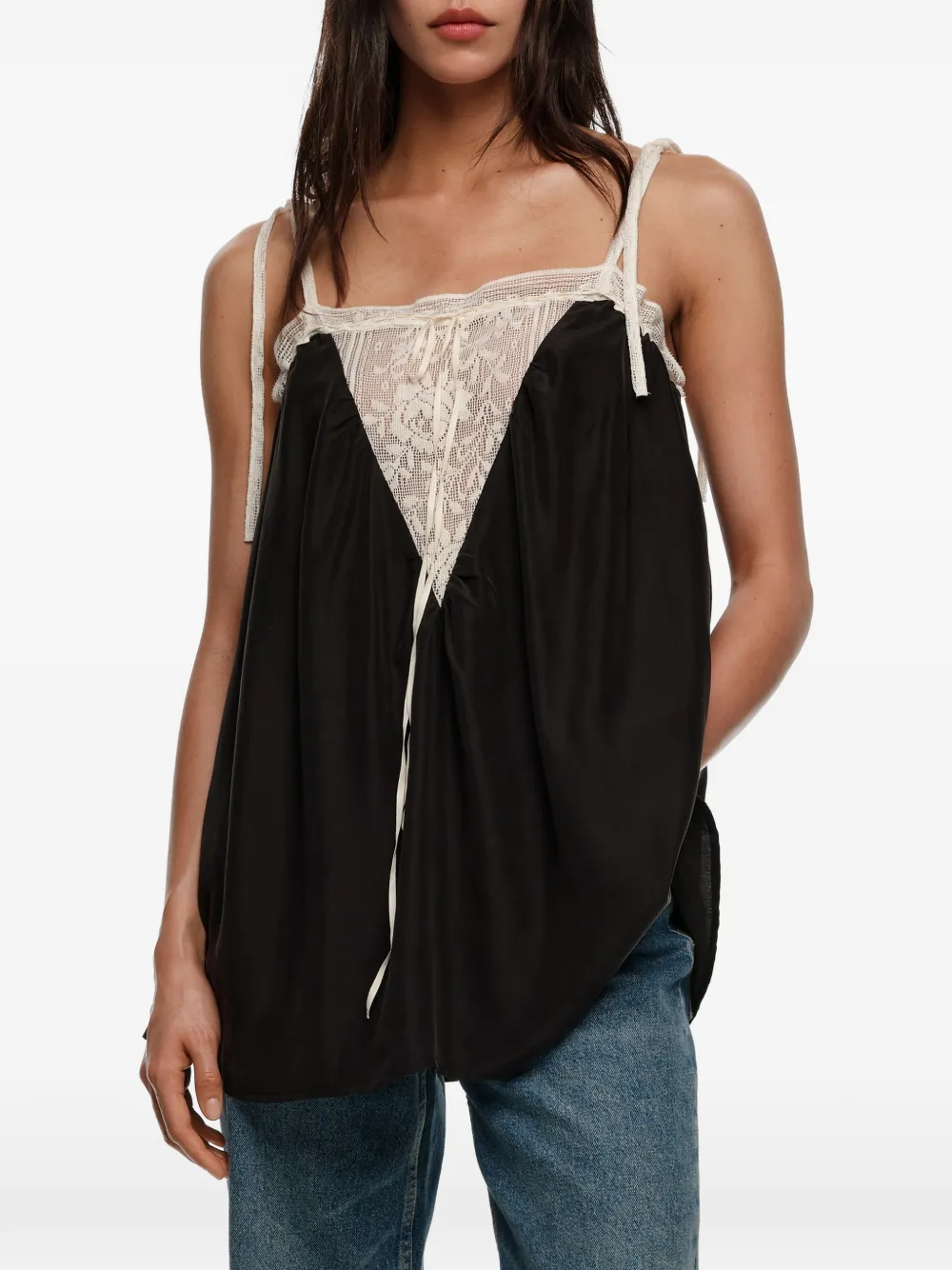  Bimba Y Lola Lace-trim Top - Black 