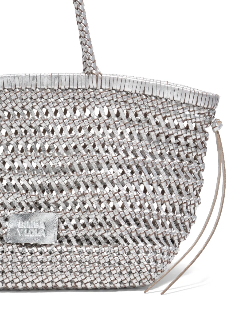 BIMBA Y LOLA Grote leren shopper met plooien Zilver