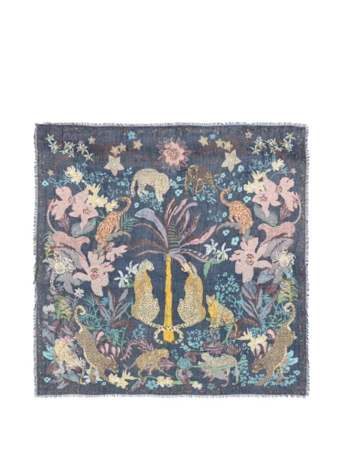 Bimba y Lola fringed-trim patterned scarf