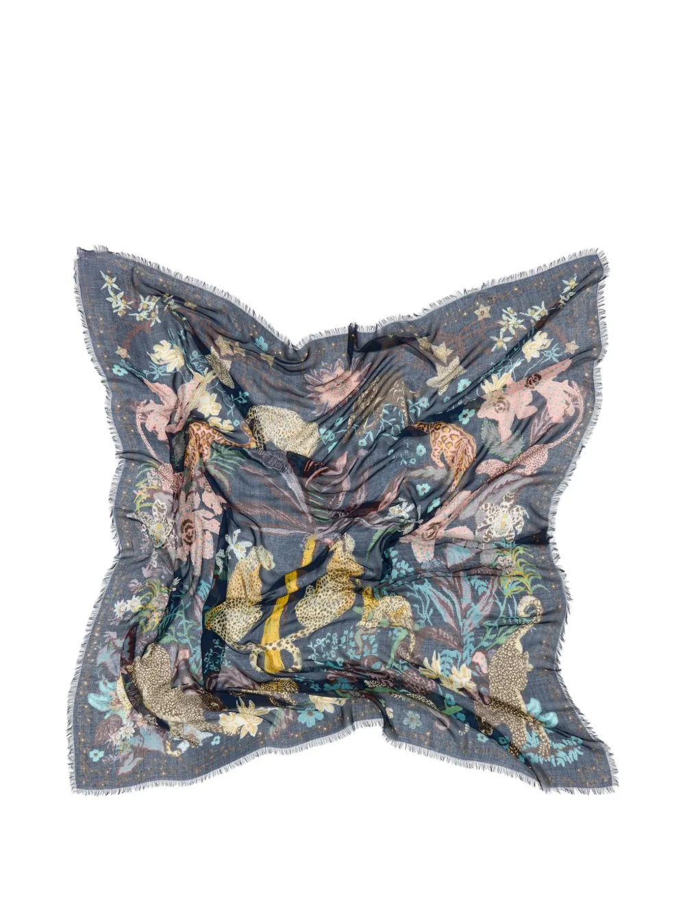  Bimba Y Lola Fringed-trim Patterned Scarf - Blue 