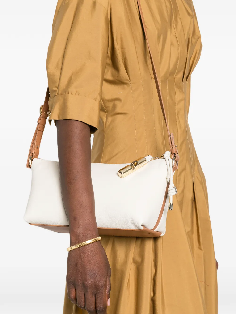 Furla Debby leren schoudertas met rits Beige