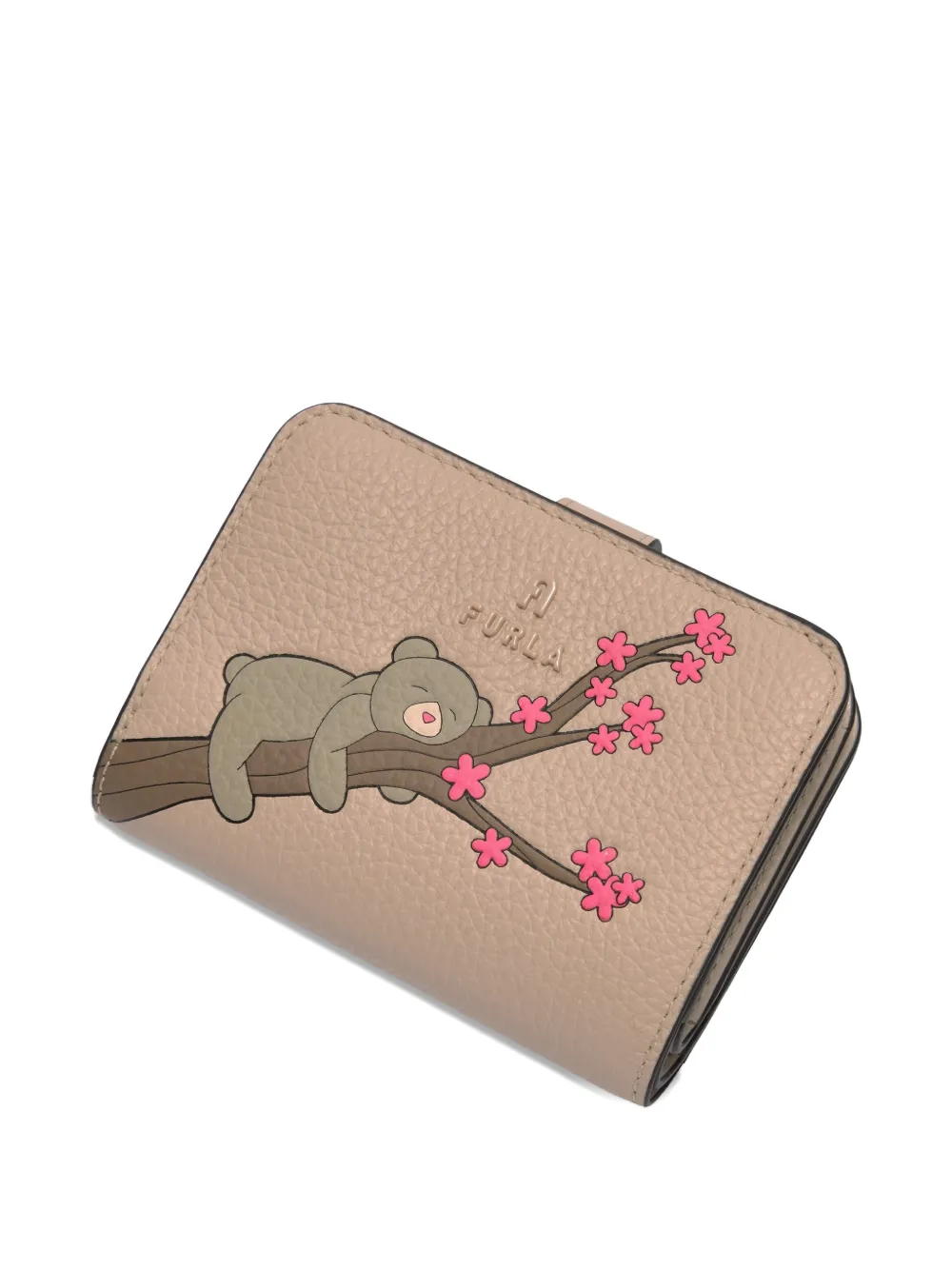 Compact S Bear Floral Leather Wallet