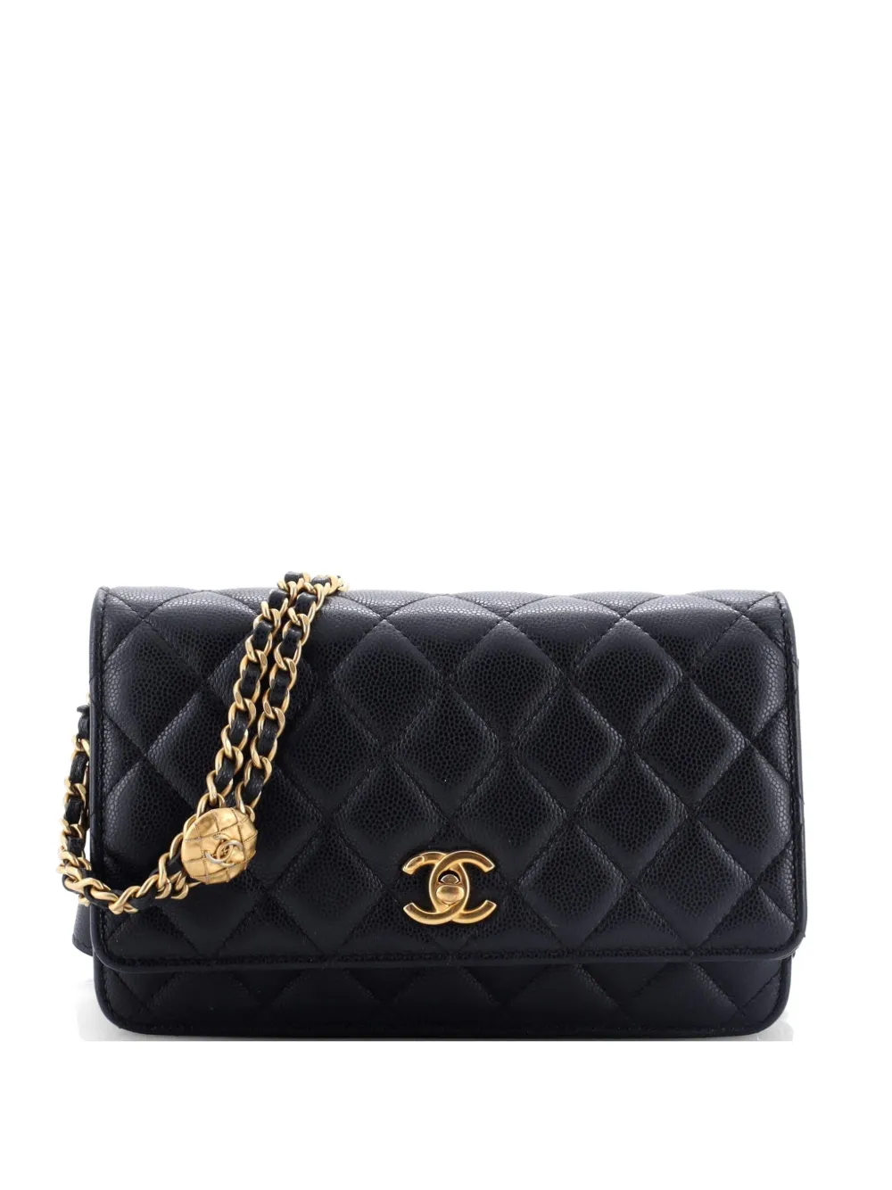 CHANEL Pre-Owned Twist Your Buttons Wallet on Chain Quilted Caviar crossbody bag - Nero