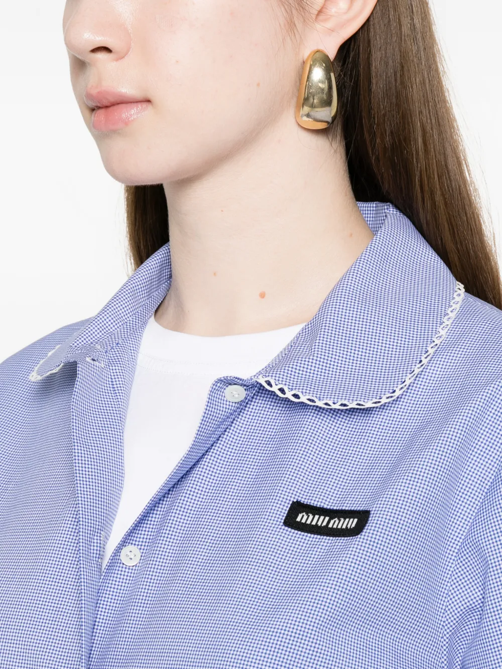 Miu Vichy blouse met patroon Blauw