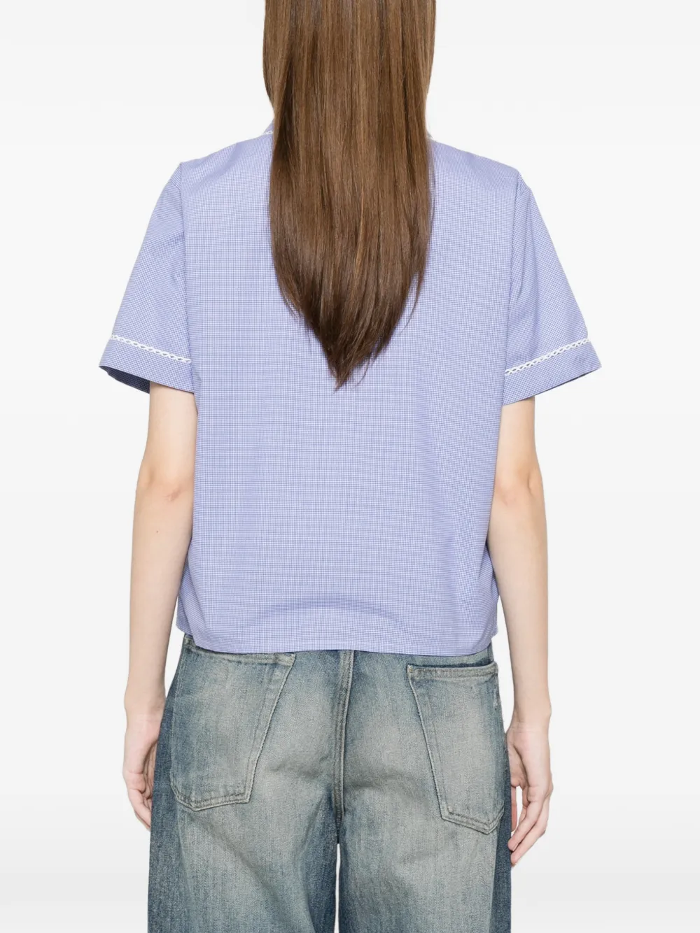 Miu Vichy blouse met patroon Blauw