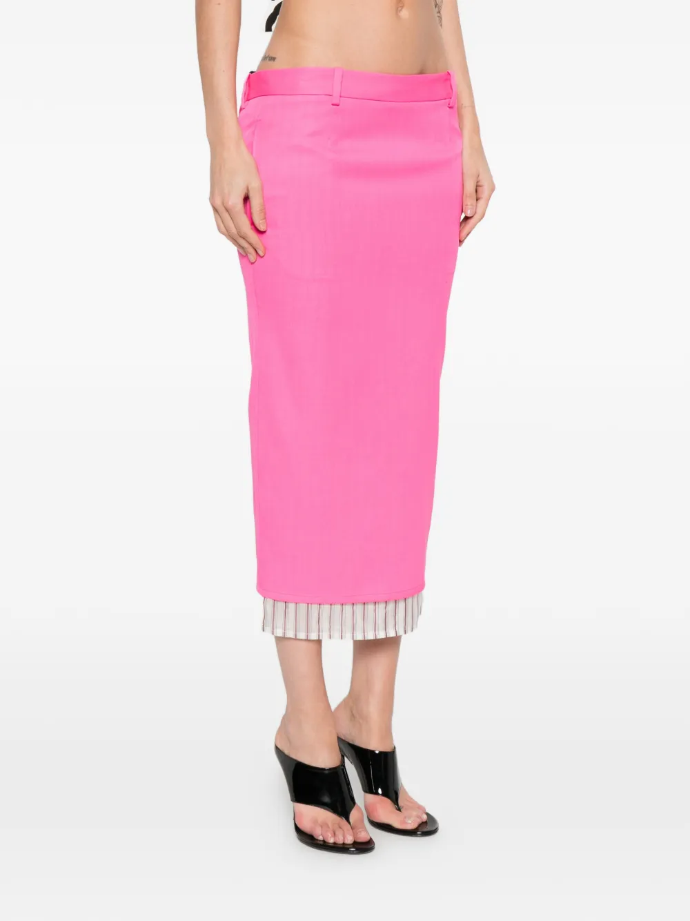 The Attico Midi-rok met gestreepte afwerking Roze