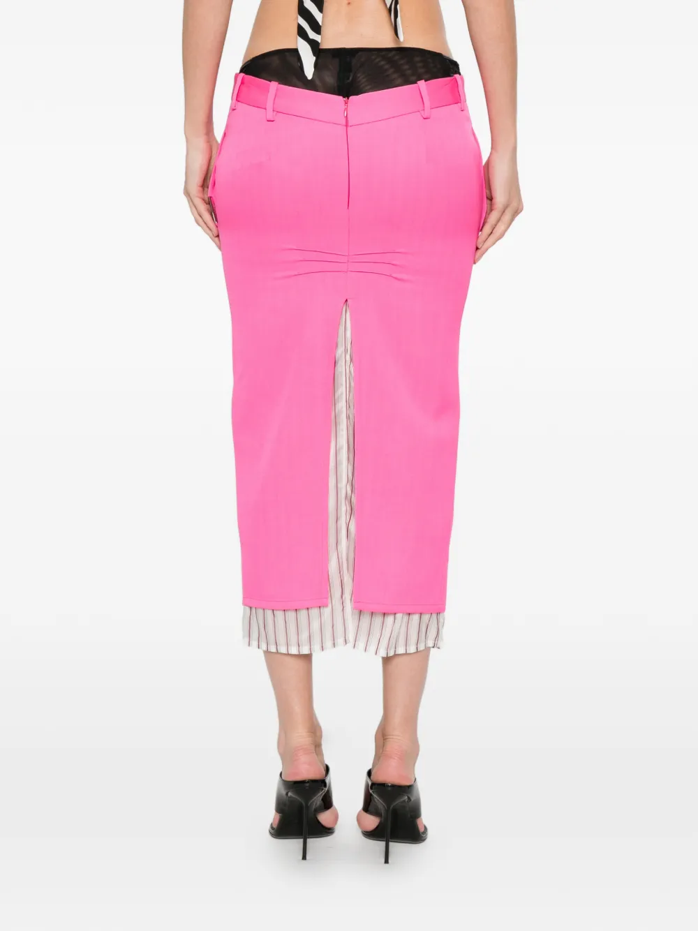 The Attico Midi-rok met gestreepte afwerking Roze