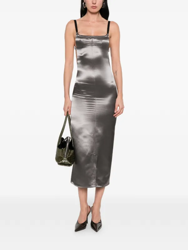 grey satin midi dress Silky Satin Midi Steele