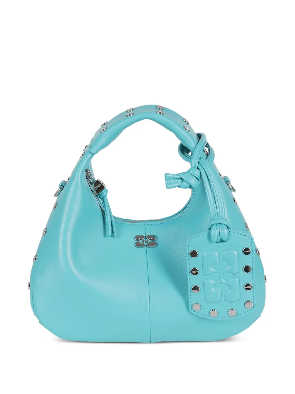 GANNI studded top-handle bag - Blu