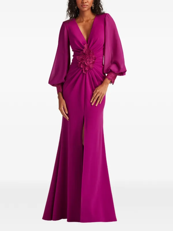 tadashi pink dress Lendon Embroidered Tulle Gown