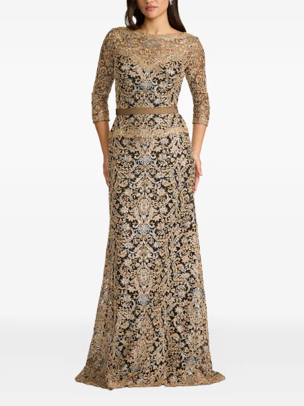 Tadashi Shoji Floral Embellished Dress | Gold | FARFETCH