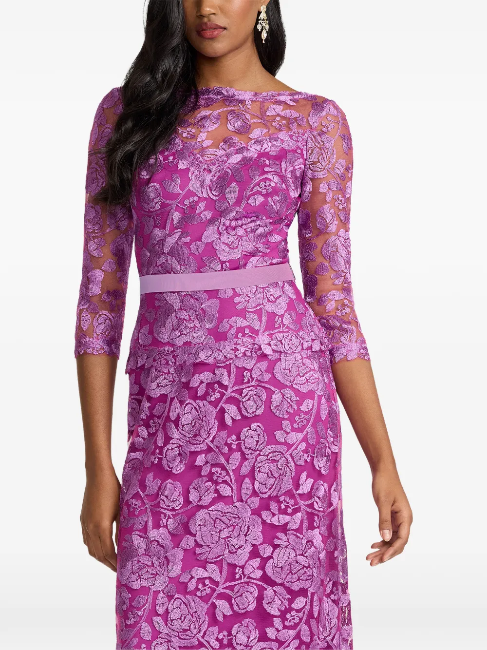 Tadashi Shoji Jurk met bloemenkant Roze