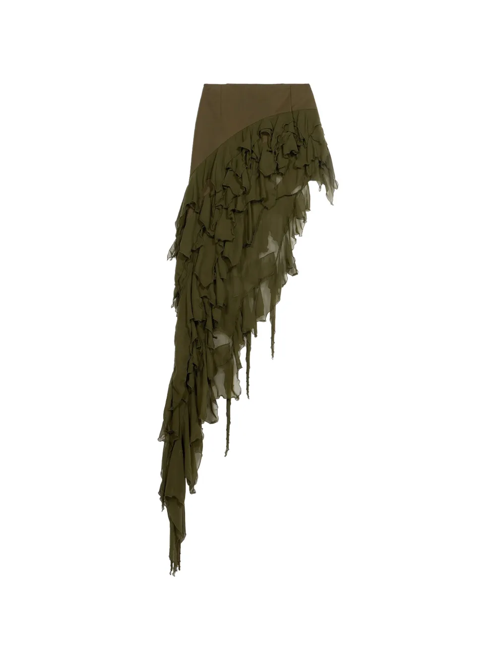 Blumarine Asymmetrischer Rock mit Rüschen - Grün
