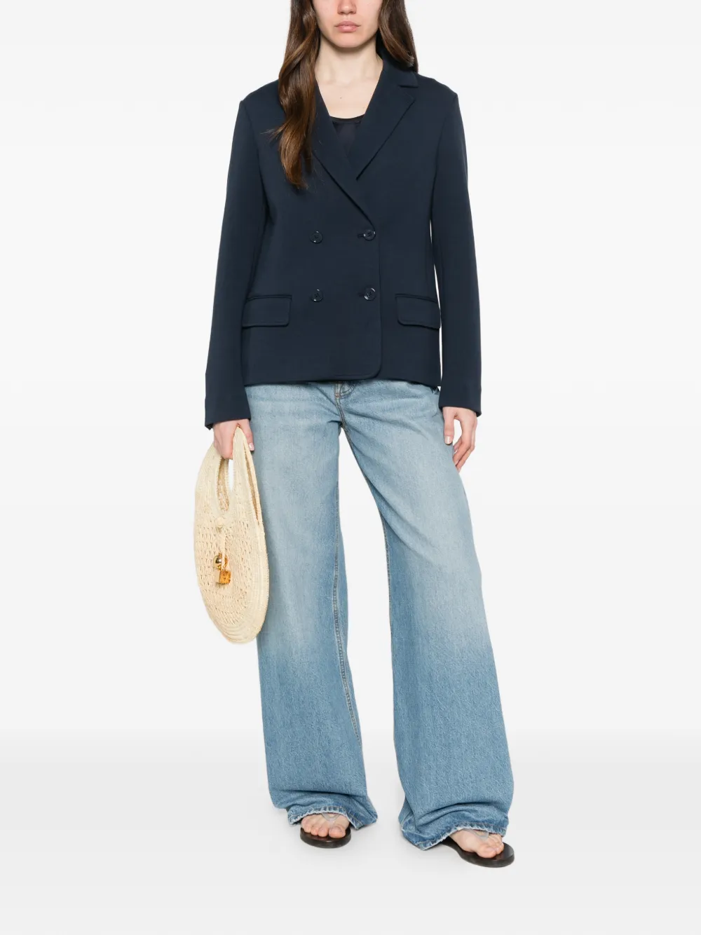 'S Max Mara Jack met dubbele rij knopen en zak Blauw