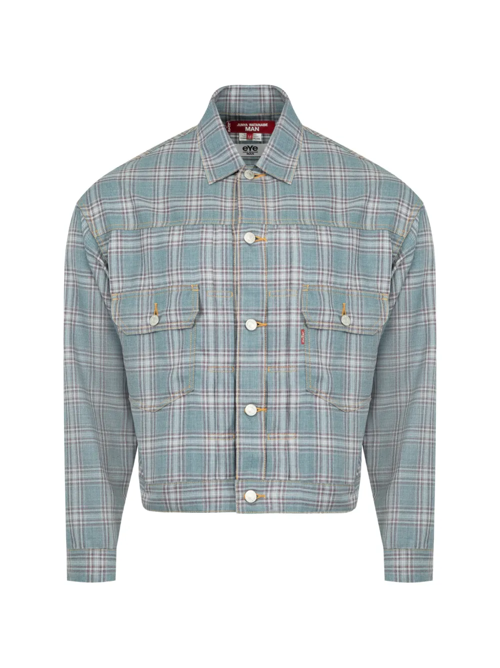 Junya Watanabe MAN check-patterned shirt jacket - Blu