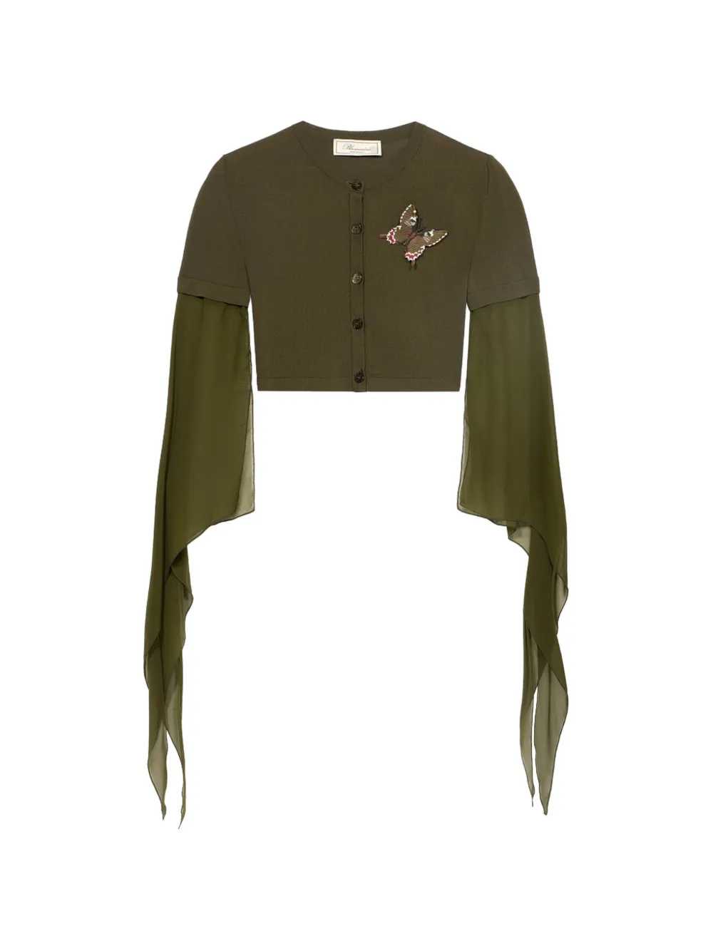 Blumarine Top corto con applicazione - Verde