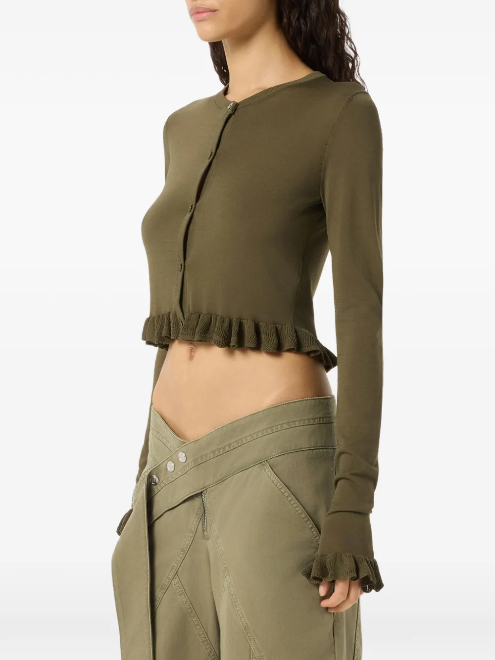 Ruffled-Sleeve Cardigan