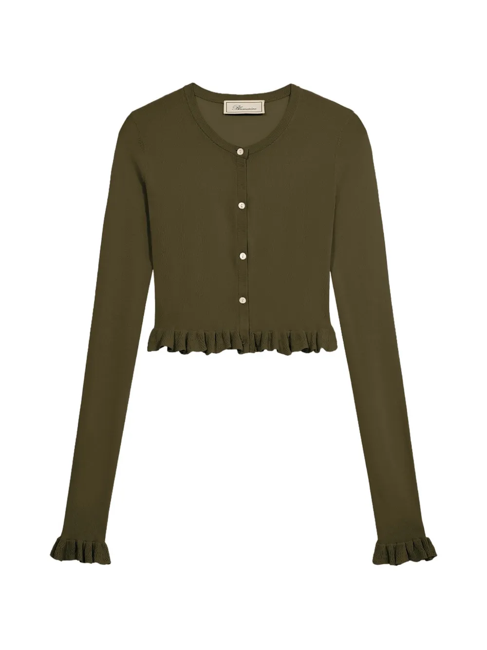 Blumarine ruffled-sleeve cardigan - Green