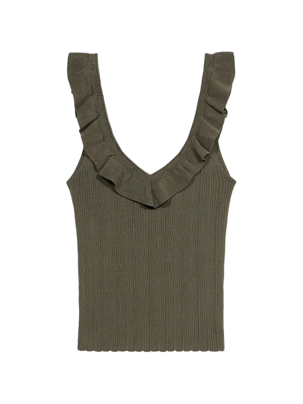 Blumarine ruffled V-neck tank top - Verde