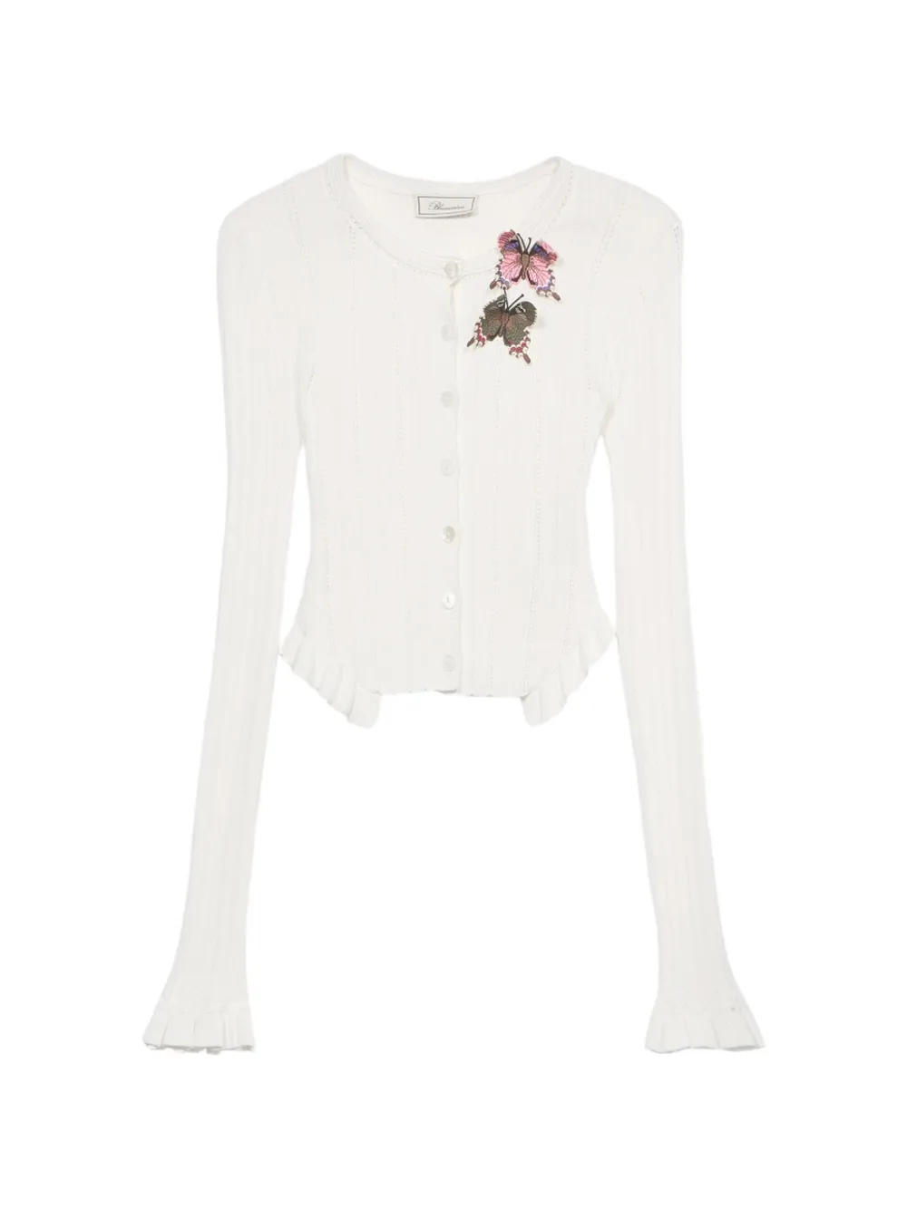 Blumarine ruffled cardigan - Bianco