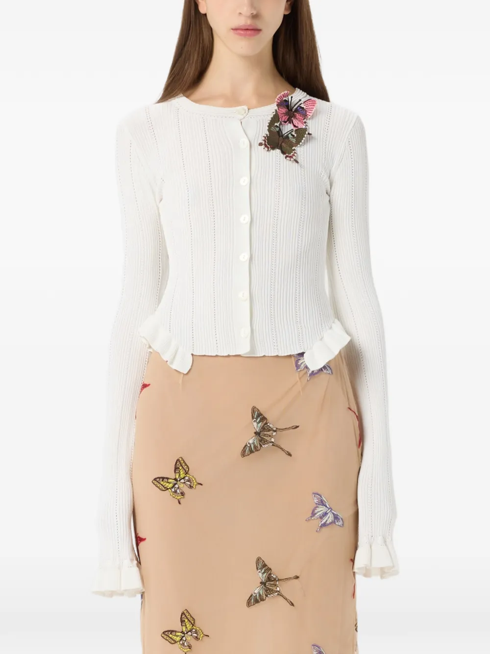  Blumarine Ruffled Cardigan - White 