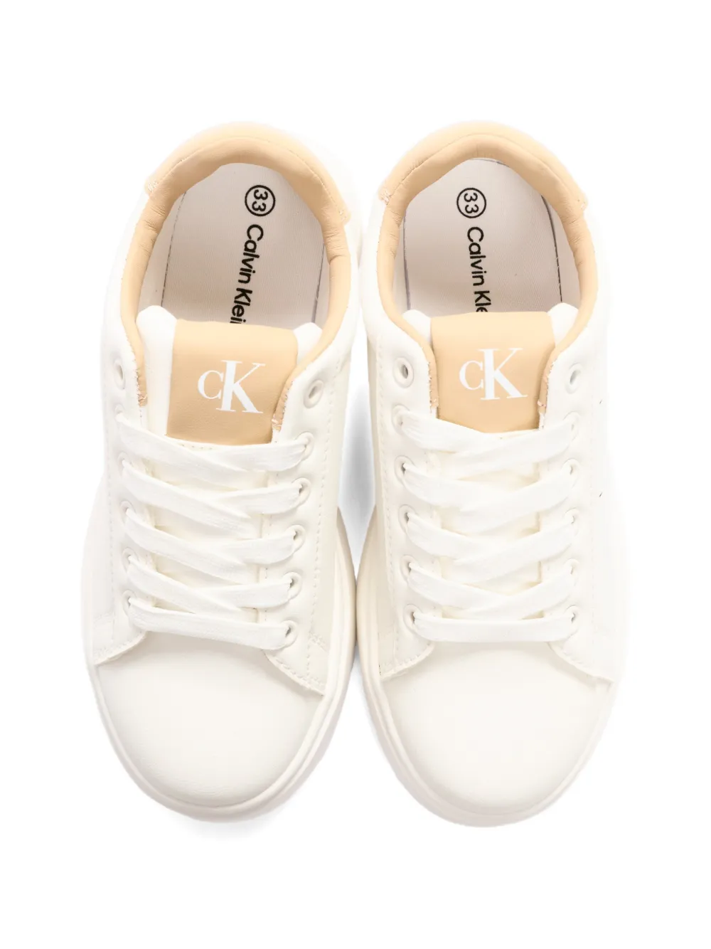 Calvin Klein Kids contrast-heel sneakers Beige