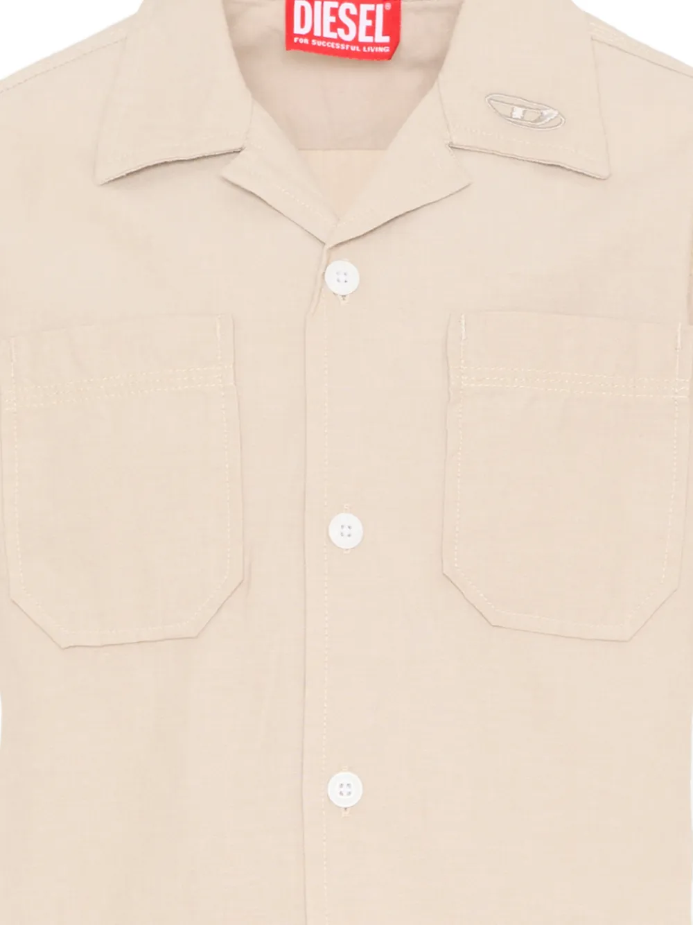 Diesel Kids Shirt met korte mouwen en zak Beige