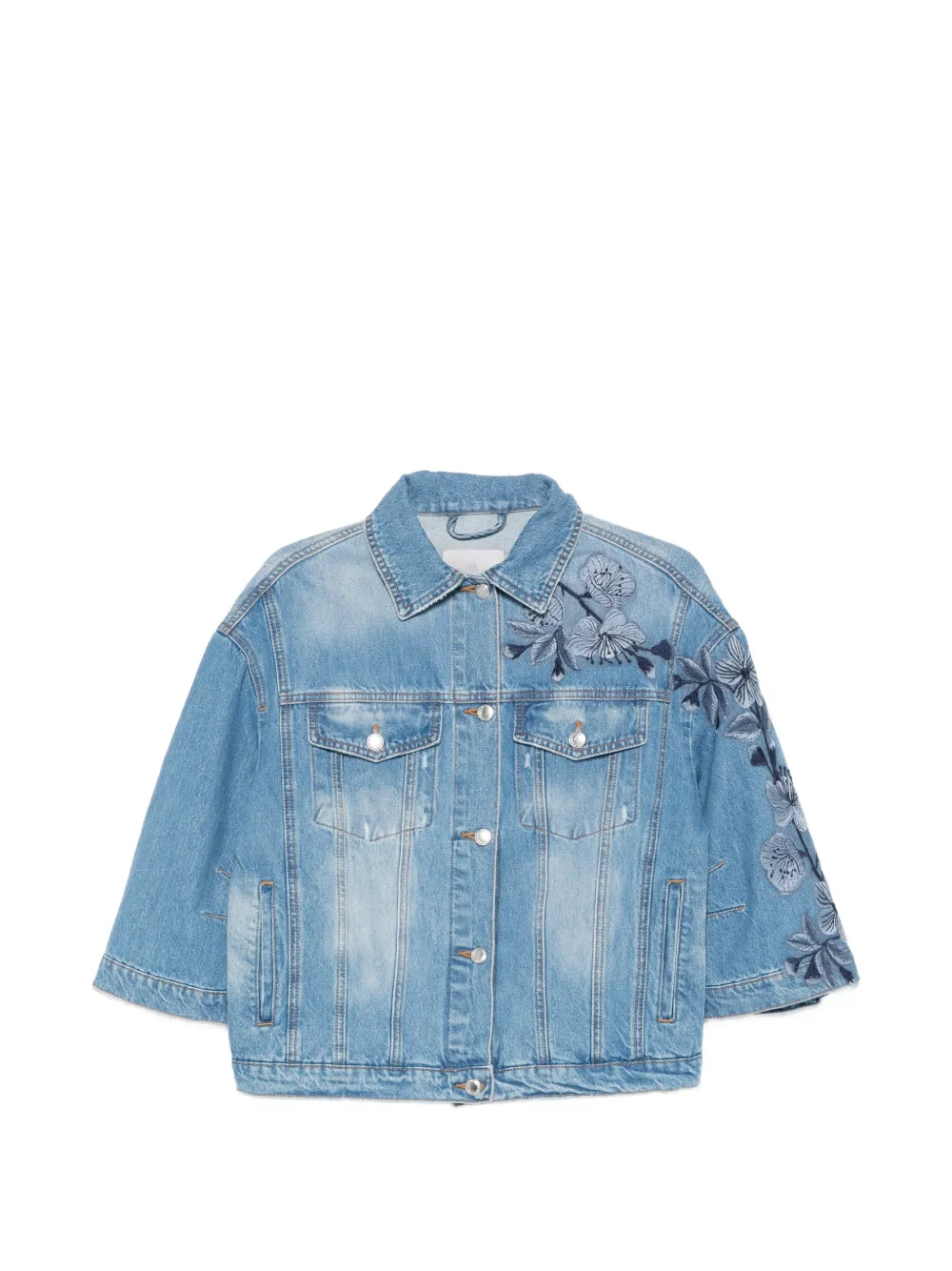 ERMANNO FIRENZE floral-detail denim jacket - Blu