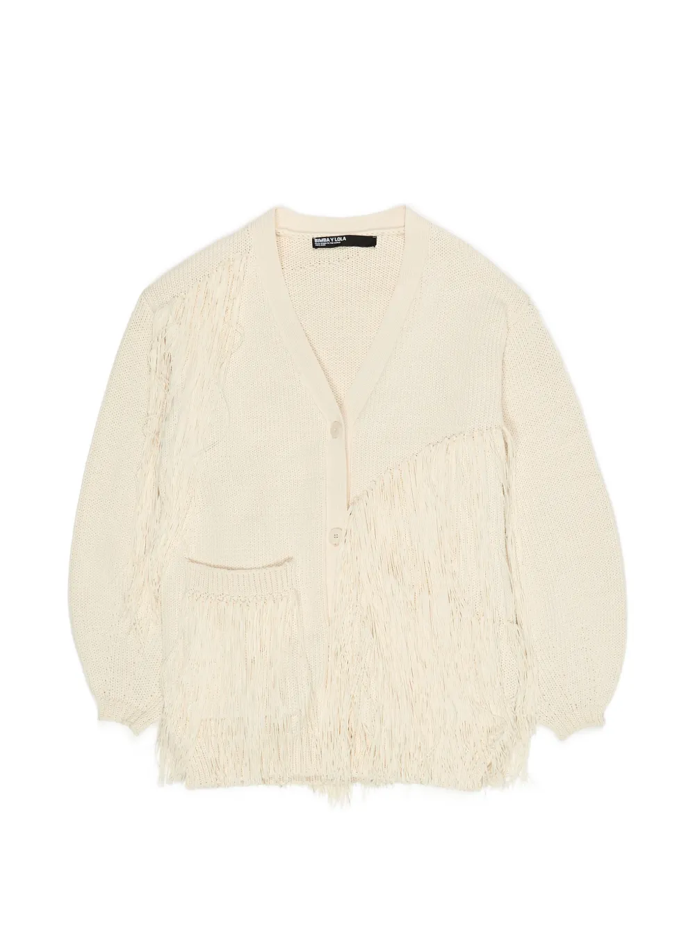 Bimba y Lola Cardigan con scollo a V e frange - Toni neutri