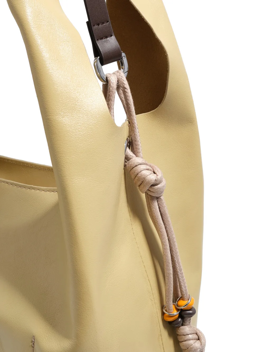 Bimba y Lola Grote leren schoudertas met trekkoord Beige